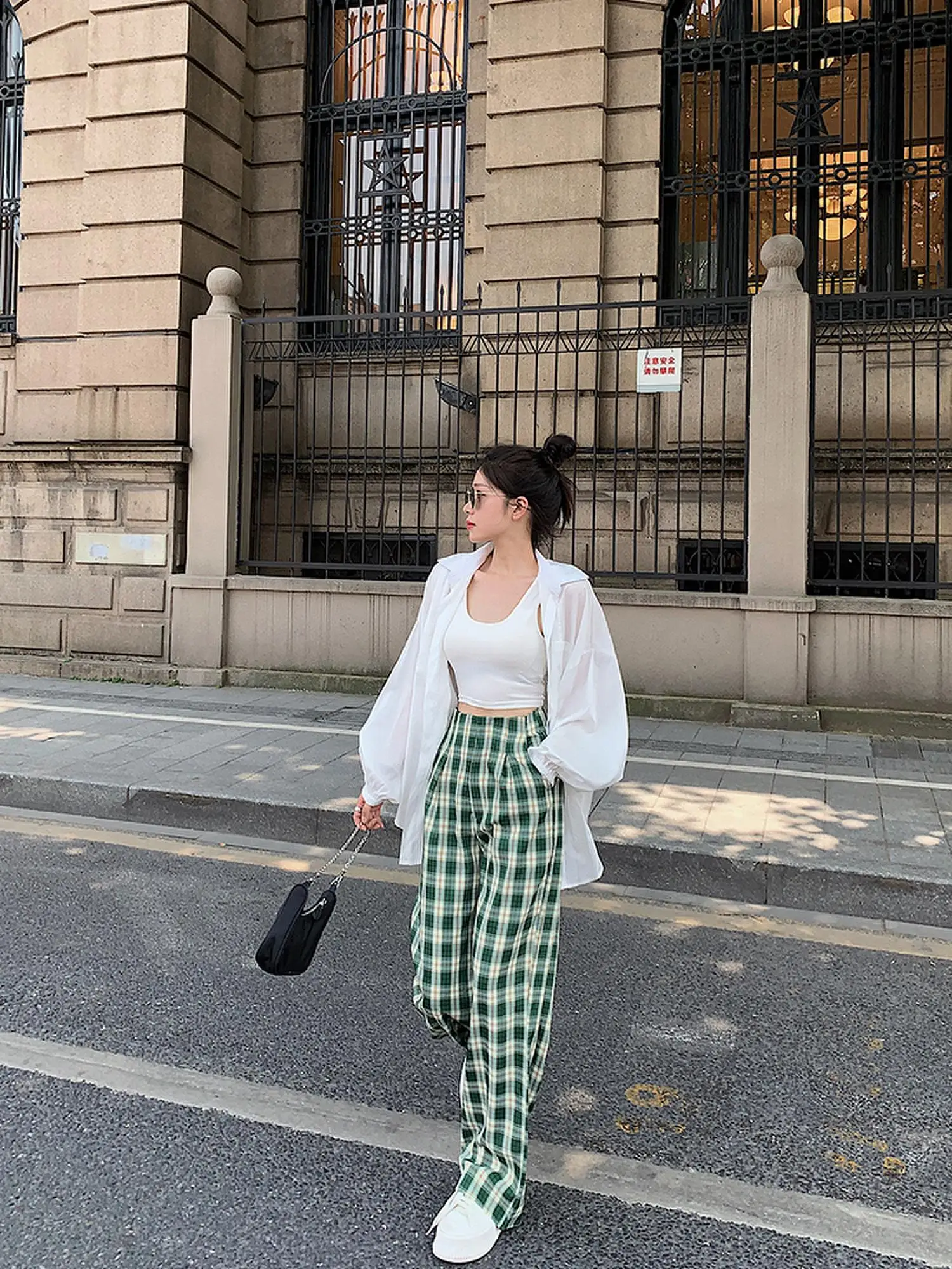 Harajuku Plaid Bukser Til Kvinder Bukser 2020 Streetwear Kvinde Grønne Harem Bukser Damer Løs Kausale Bred Ben Høj Talje Bukser