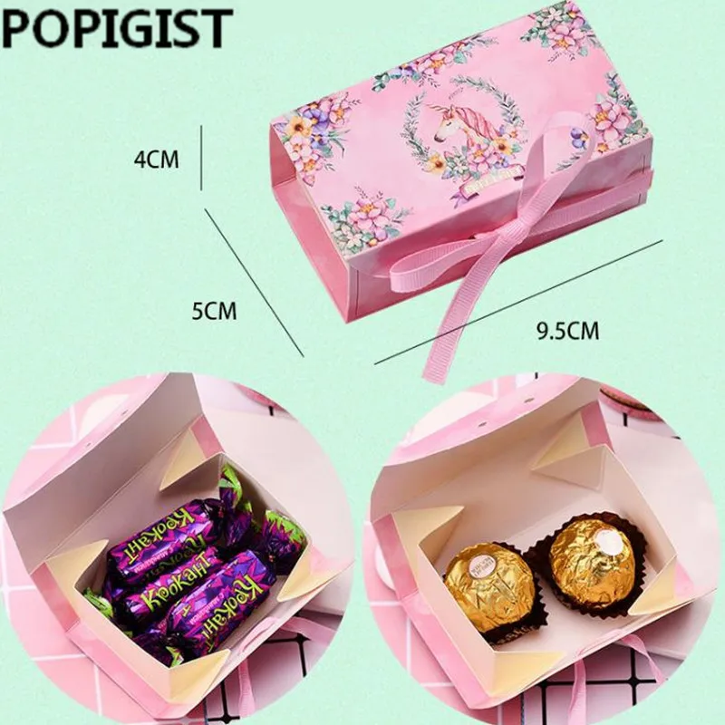 Unicorn Part Candy box Papir Chokolade Kage Box Cookie Slik Nødder gaveæske DIY Bryllup Gave Kassen