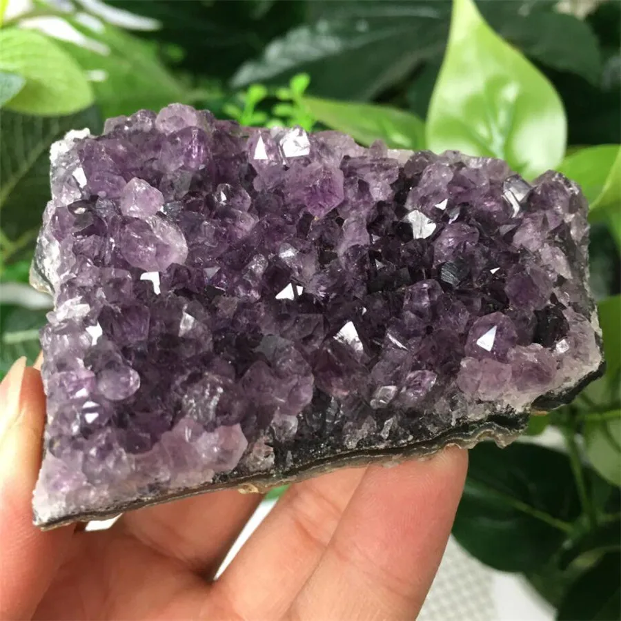 150g Natural amethyst cluster quartz crystal black list daemon bld står prøve healing
