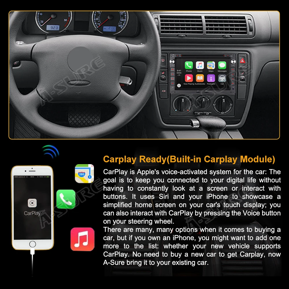 En-Sikker Android 10 AutoRadio DVD-DSP GPS CarPlay WIFI DAB+ Navigation For Volkswagen VW GOLF MK4 Transport T5 POLO PASSAT B5