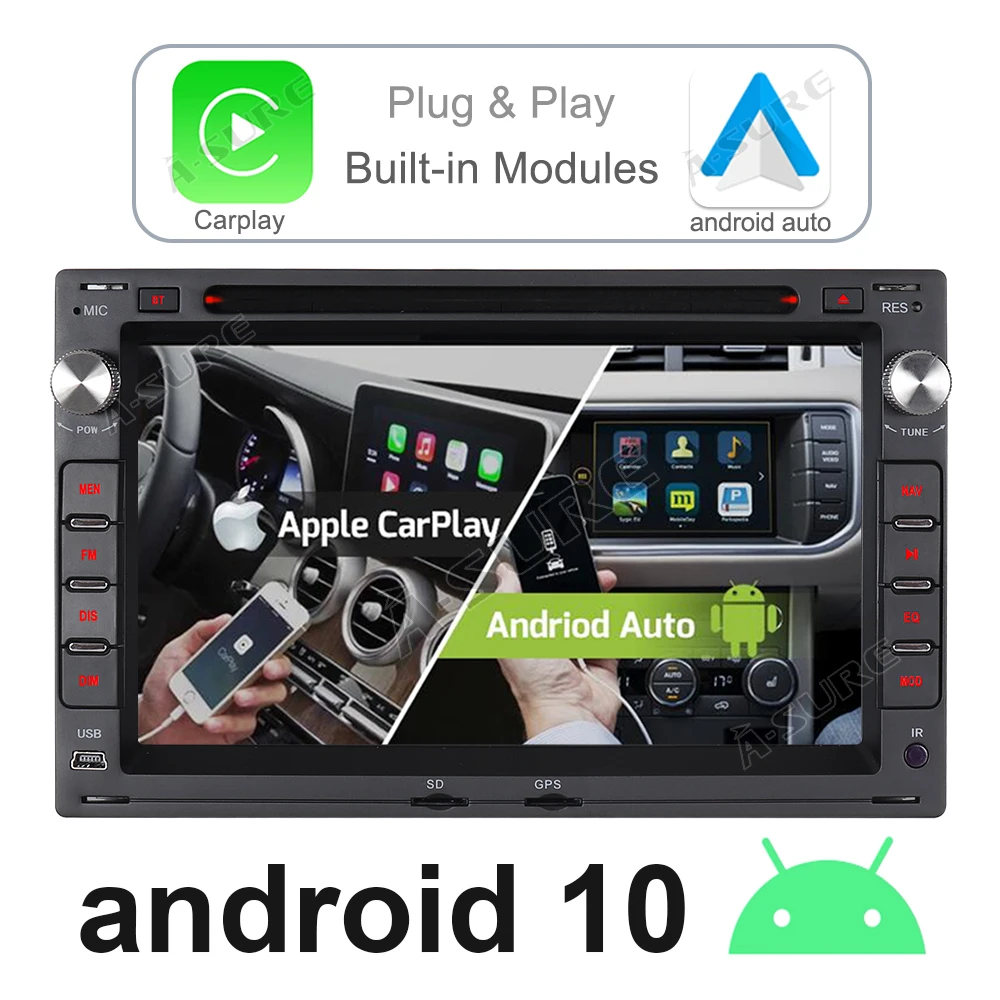 En-Sikker Android 10 AutoRadio DVD-DSP GPS CarPlay WIFI DAB+ Navigation For Volkswagen VW GOLF MK4 Transport T5 POLO PASSAT B5