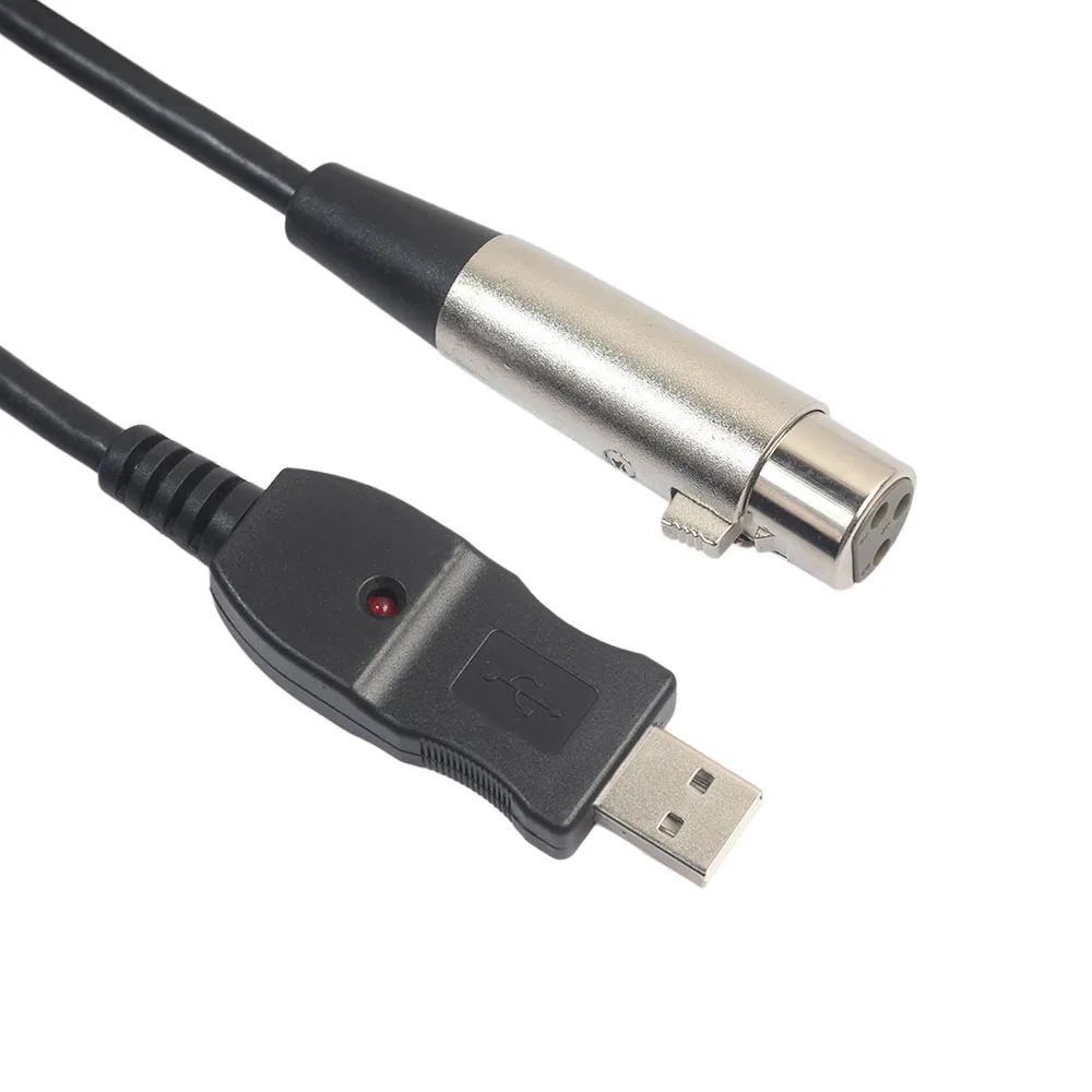 REXLIS 1stk Black 3M 9FT USB han til XLR hun Adapter Kabel Ledning Mikrofon MIC-Link Kabel Studio Audio-Link-Kabel