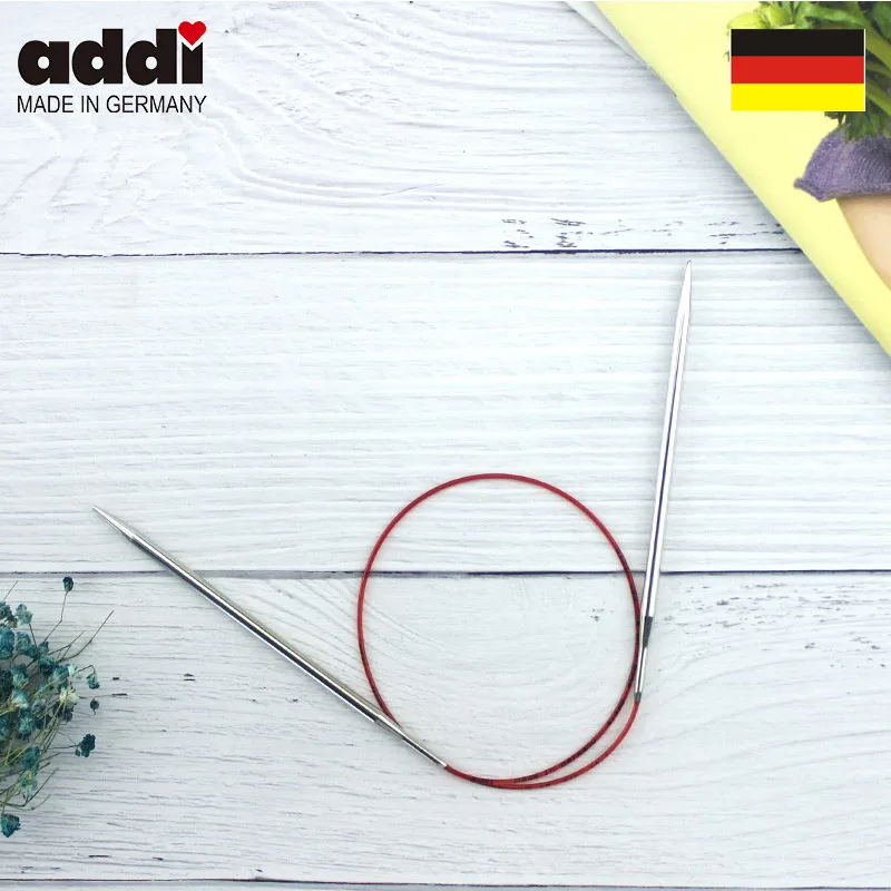 1 stykke Addi 775-7-60cm cirkulære strikkepinde metal nåle med røde kabel håndstrik
