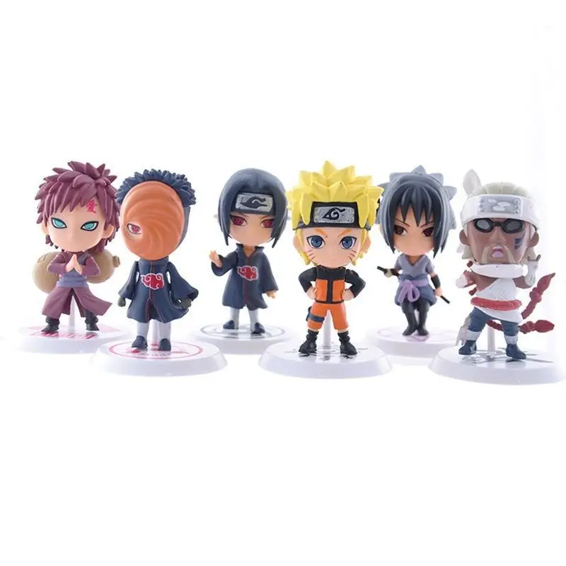 6 Stk/sæt Naruto Figur 7cm Gaara Sasuke Killer B Pvc Figur Q Version Kakashi Sasuke, Sakura Model Indretning