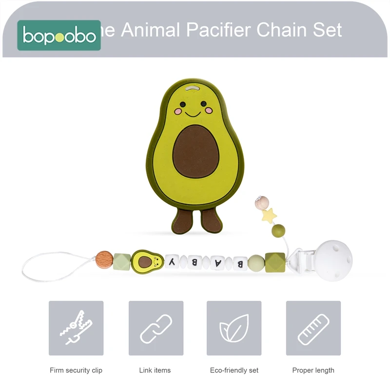 Bopoobo Tilpasse Pacifier Klip Kæde Holder Til Brystvorter 1pc Silikone Baby Sut Kæde Brugerdefinerede Silikone Brev Sut