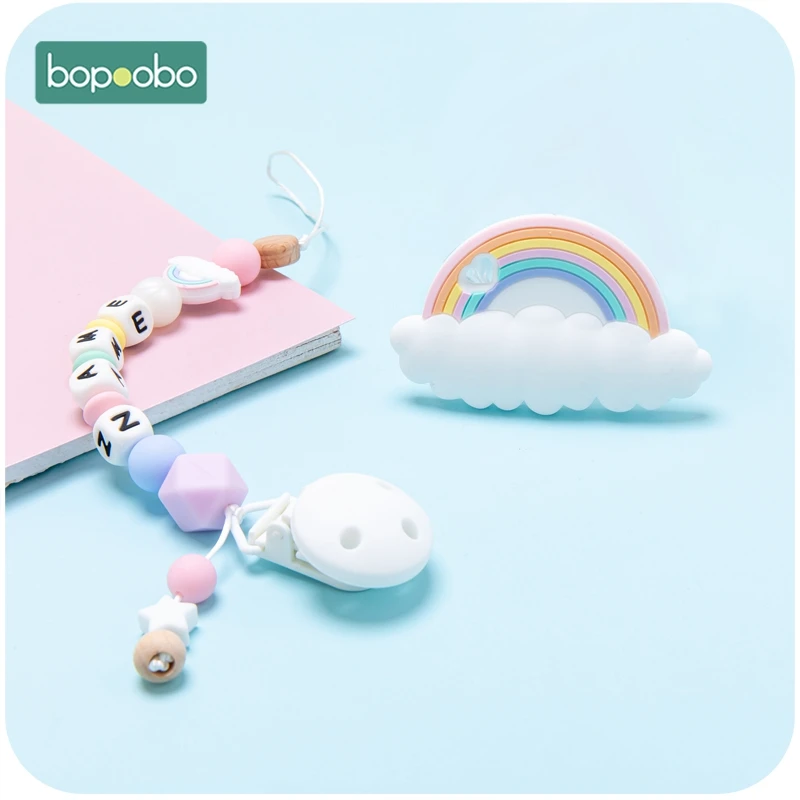 Bopoobo Tilpasse Pacifier Klip Kæde Holder Til Brystvorter 1pc Silikone Baby Sut Kæde Brugerdefinerede Silikone Brev Sut
