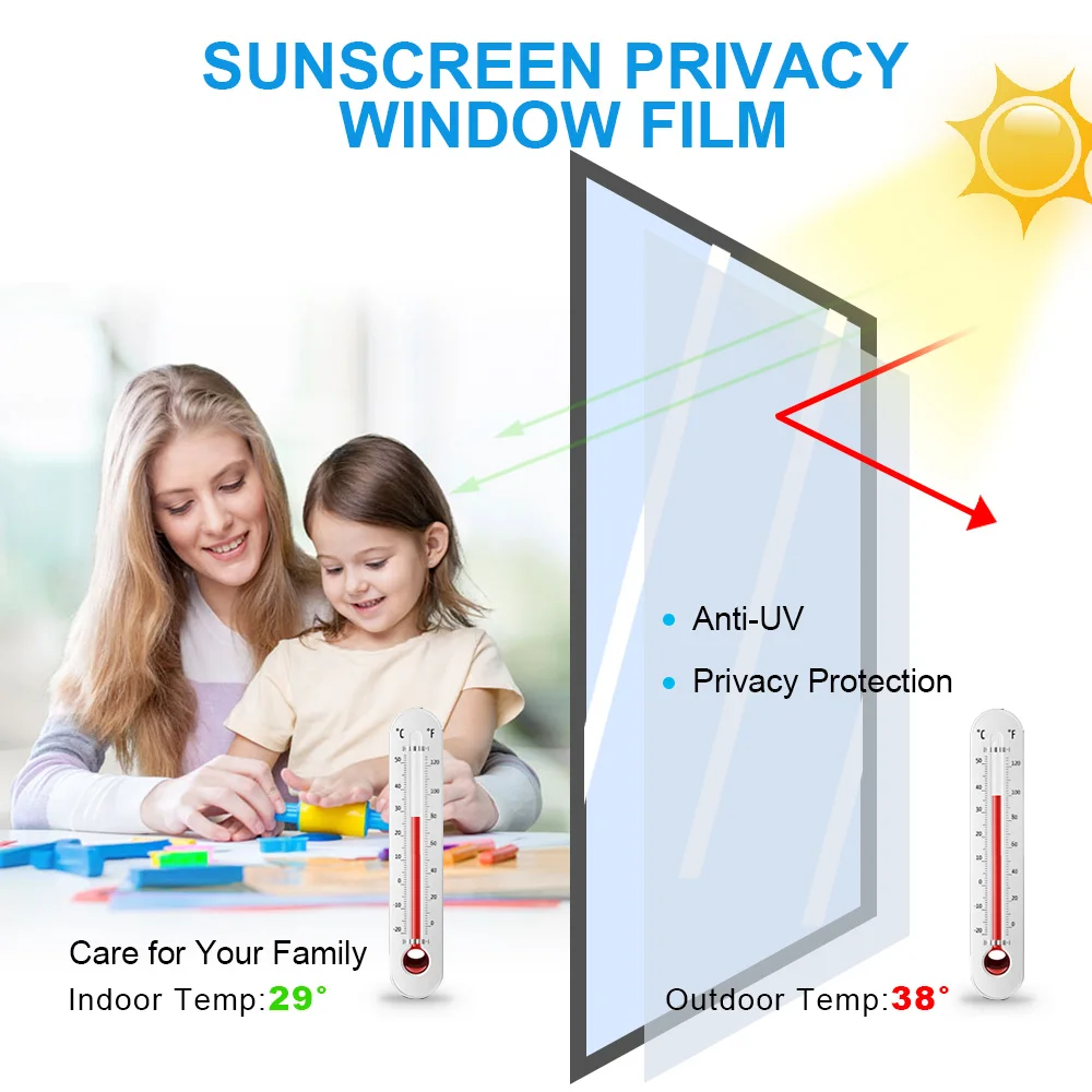 One Way Vision Folie til vinduer solbeskyttelse selvklæbende Sol Nuance Reflekterende Privacy Glas Film Bygning Farve Nuance Film Htv