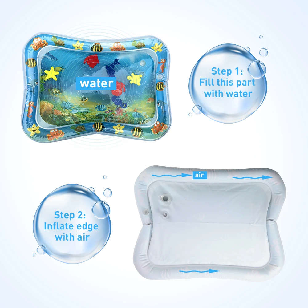 Oppustelige Baby Vand Flydende Mat Tykkere PVC Spædbarn Mave Baby Mat Tid Toddler Aktivitet, oppustelige vand mat for børn