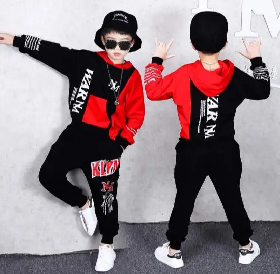 2020 Efteråret Lange Ærmer Børn Sport Drenge Passer Bomuld Casual Street Dance Hættetrøjer + Bukser 2stk Børn Hip Hop Tøj, Udstyr