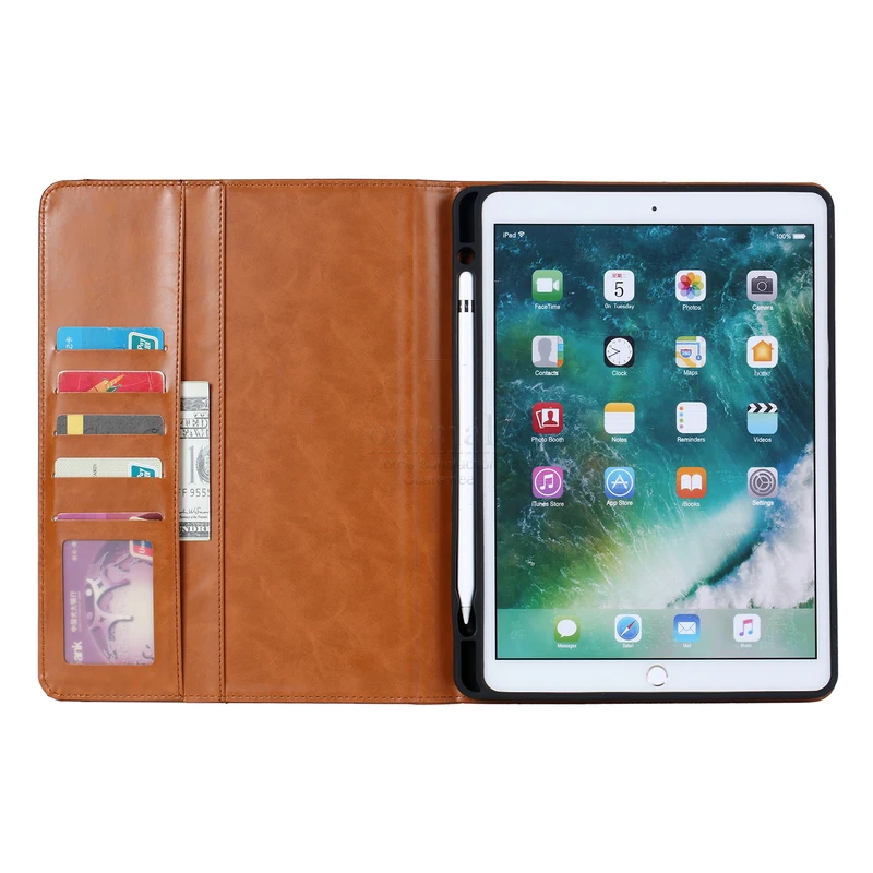 Nye Luksus Vintage Ruskind Læder Smart Cover Til Apple iPad, Air 10.5 2019 Tilfælde Tegnebog Kort, Stå, Magnetisk Bog Klassiske Flip-Case