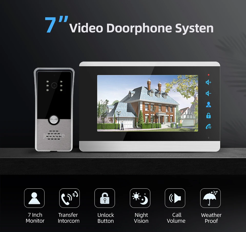 Doornanny 7Inch Video Intercom System Video Dørtelefonen Video Opkald Til Hjemmet-Lejlighed 120° Vilde Vinkel 4Wires CVBS 800TVL