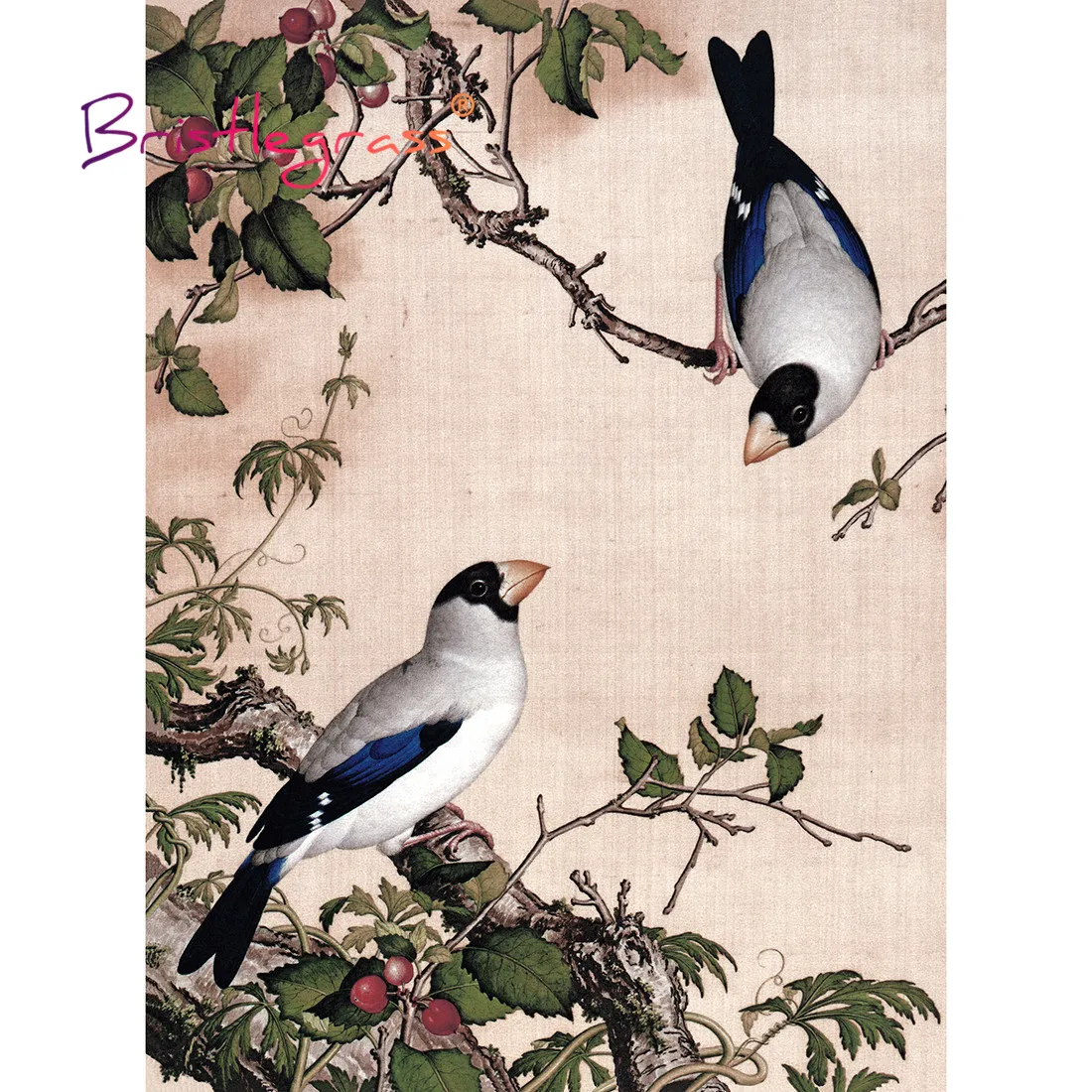 BRISTLEGRASS Træ-Puslespil 500 1000 Stykker Kirsebær Fugle Giuseppe Castiglione Pædagogisk Legetøj Kinesisk Maleri Hjem Indretning