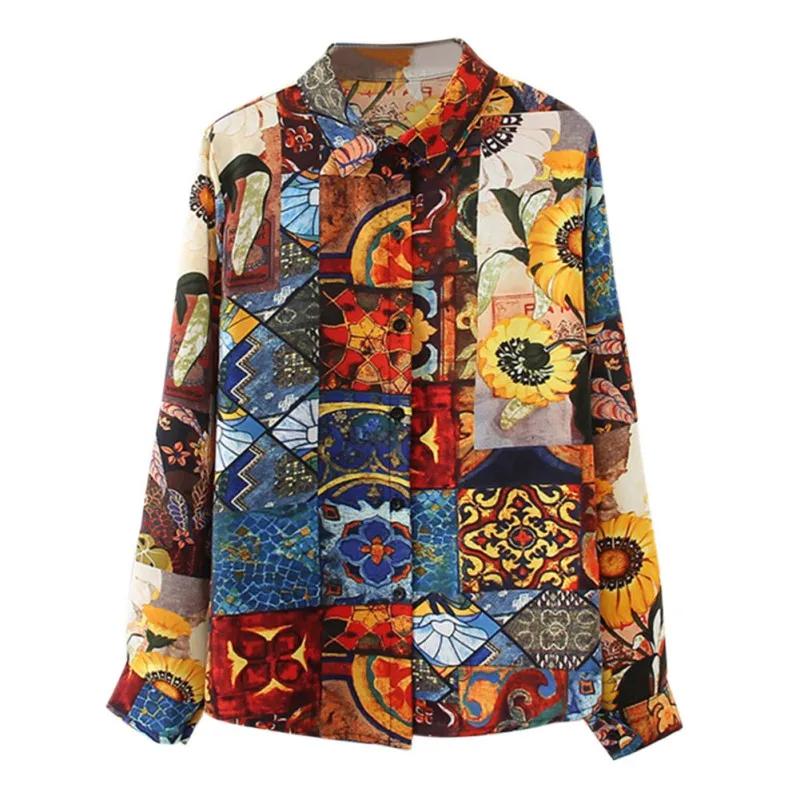 Kvinder Tøj Damer Van Gogh Solsikke Print-Shirt i Retro Olie Maleri Print Design Toppe Pige Løs Shirts S-XL