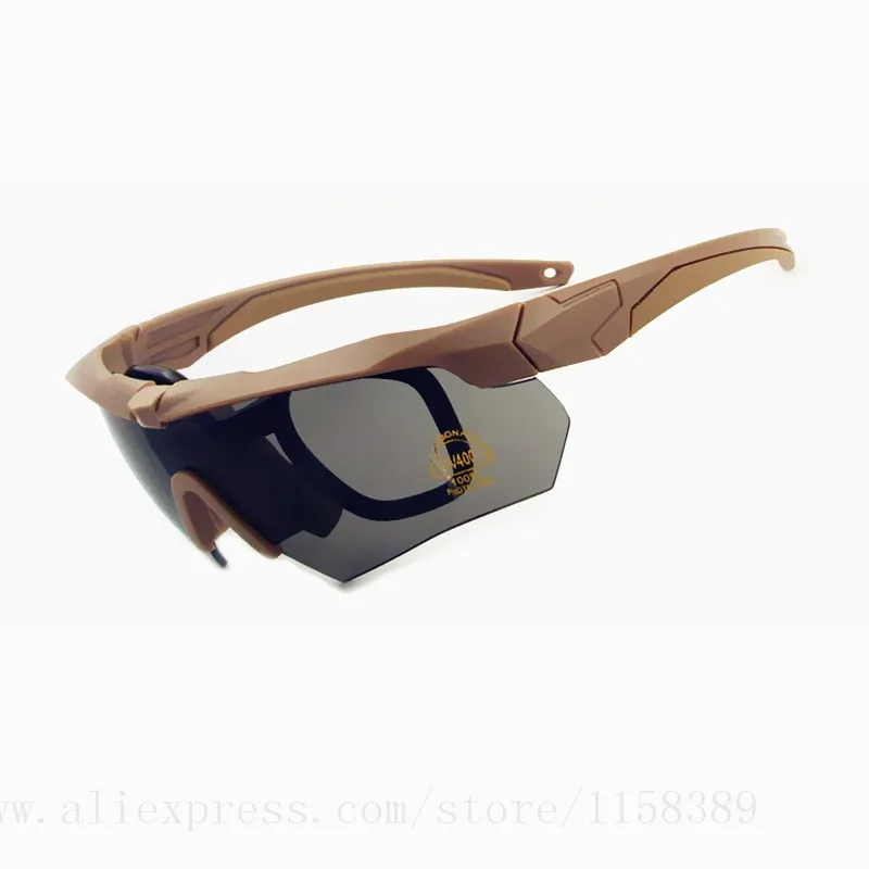 JIE.B Sports solbriller Militære Beskyttelsesbriller Ballistiske 3 Linse Bullet-proof Army Solbriller med Oprindelige Sag Taktiske Eyeshield