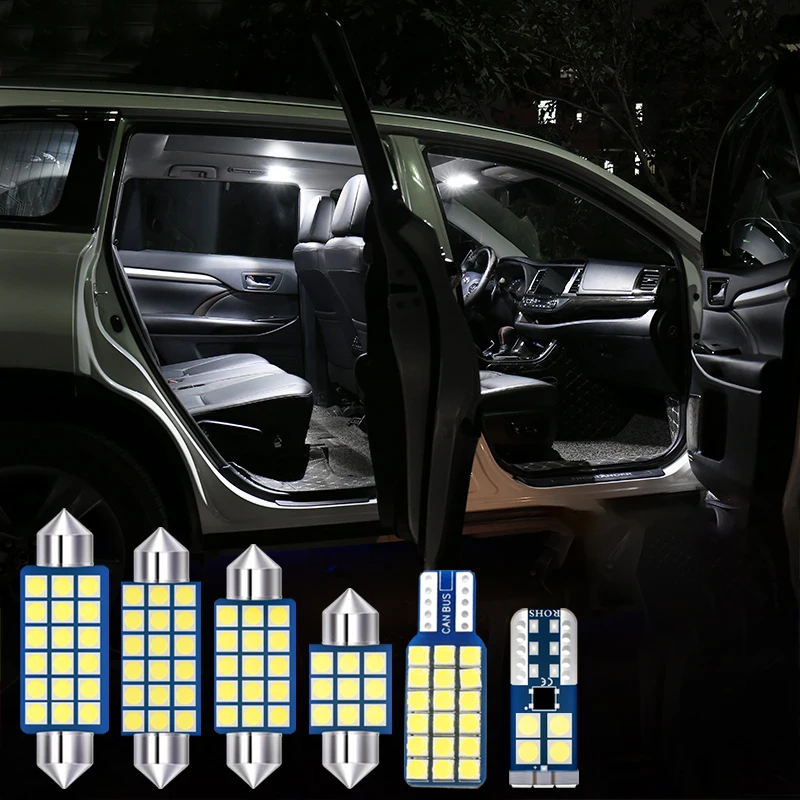 6stk fejlfri Auto LED Pærer Bil Indvendige Dome læselamper Kuffert Lys For Skoda Rapid 2016 2017 2018 2019 2020