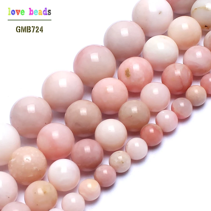 AA+ naturlige pink opal sten rundt løse perler til smykkefremstilling 15inches 6/8/10/12mm perler DIY EDC Rosenkrans Armbånd