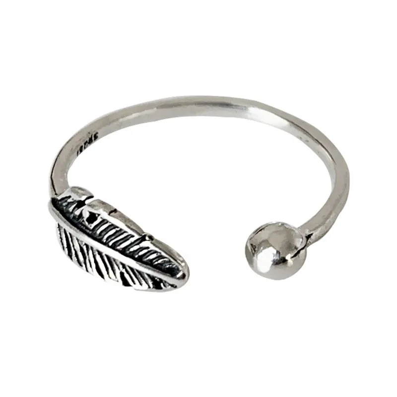 Tilbud Tynd minimalistiske fjer koreanske blade justerbar 925 sølv ring for kvinder, piger designer lækre smykker | Fine smykker > www.ribus.dk