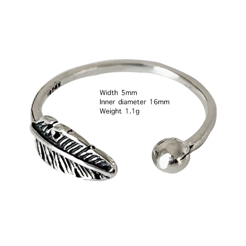 Tynd Minimalistiske Fjer Koreanske Blade Justerbar 925 Sterling Sølv Ring For Kvinder, Piger Designer Lækre Smykker