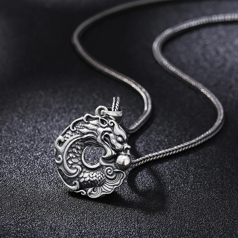 S925 silver Dragon Vedhæng vintage thai silver Dragon vedhæng PUNK Smykker Man Ikke Vedhæng herunder halskæder gave