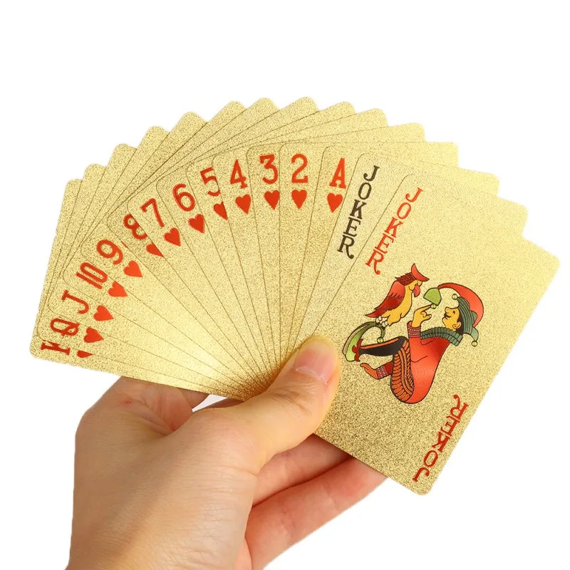 Spillekort Luksus Vandtæt 24K Guld Diamant Folie Poker Carta Dæk Af Kort Plast Poker Kort til Fest Magic Performance