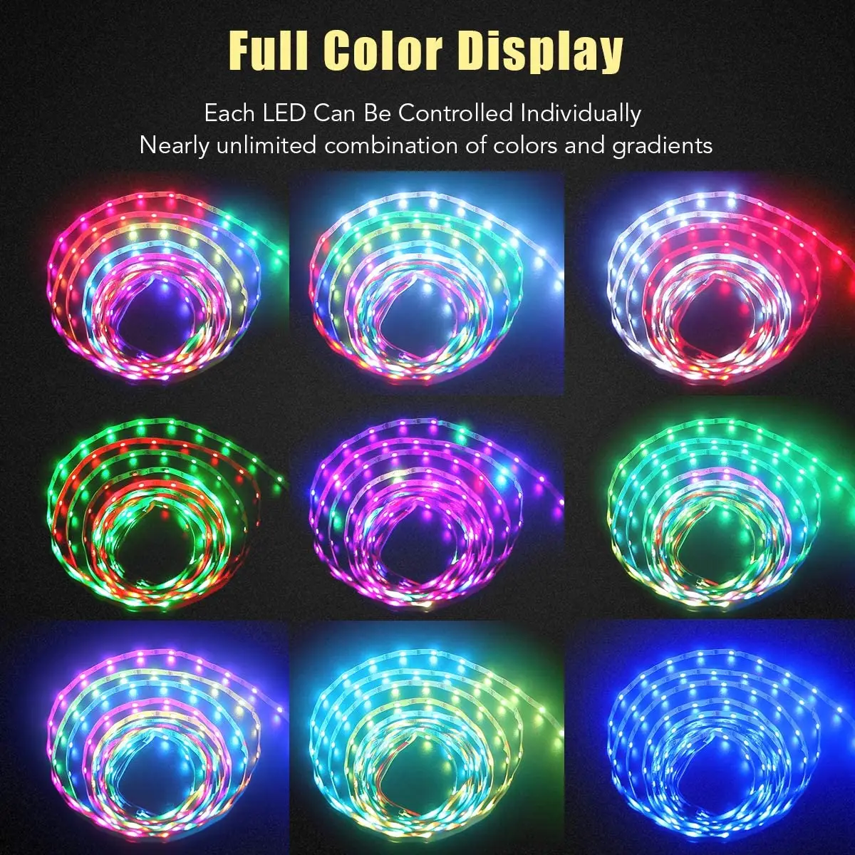 LED Strip WS2812 RGB LED 16.4 ft 300LEDs Drøm Farve Rainbow LED Bånd Lys, 5V DC Hvid PCB, Lysstyrke 5 Meter Ikke Vandtæt