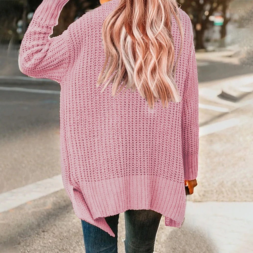 Kvinder Sweater Lang Cardigan Efteråret Mode Trøjer, Frakker Plus Size Cardigan I Strik Kvindelige Grundlæggende Tricot Trøje Med Oversize Jakke