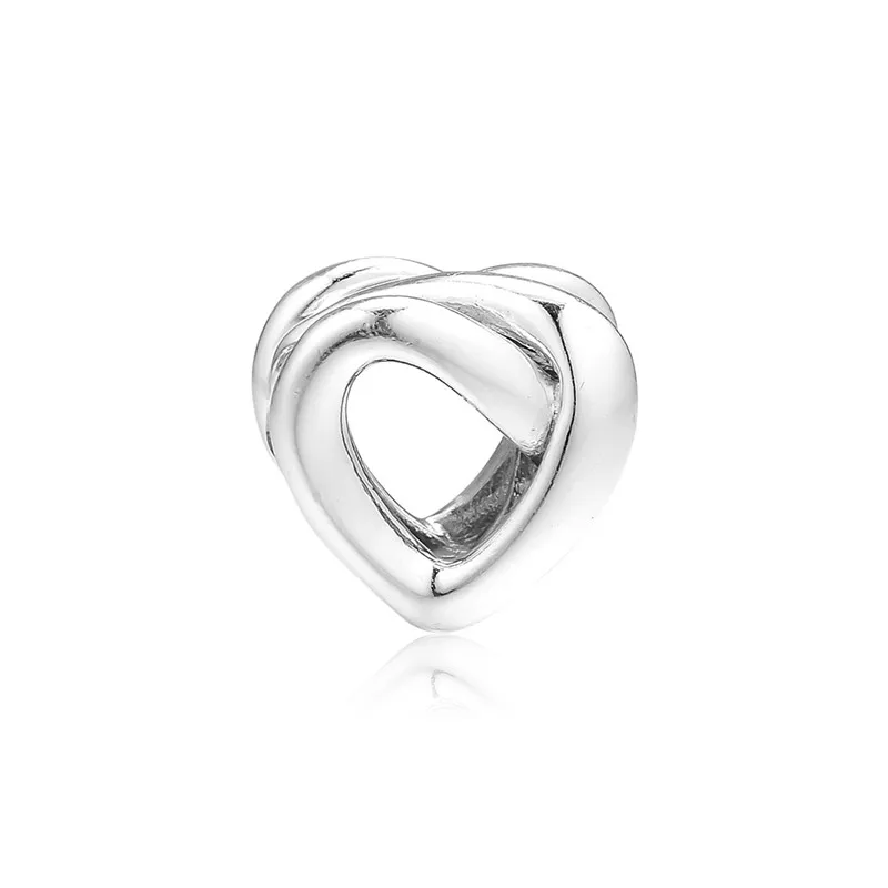 Knyttede Heart Perler til Sølv 925 Armbånd Charms Smykker Mors Dag i Sølv Perler til smykkefremstilling Fine DIY Resultater