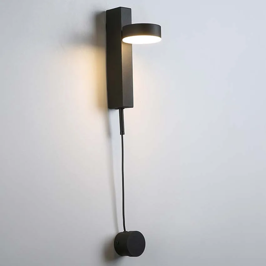 Nordisk Rotere led væglampe sort guld smedejern akryl soveværelse læsestof væglampe stue midtergangen wall sconces