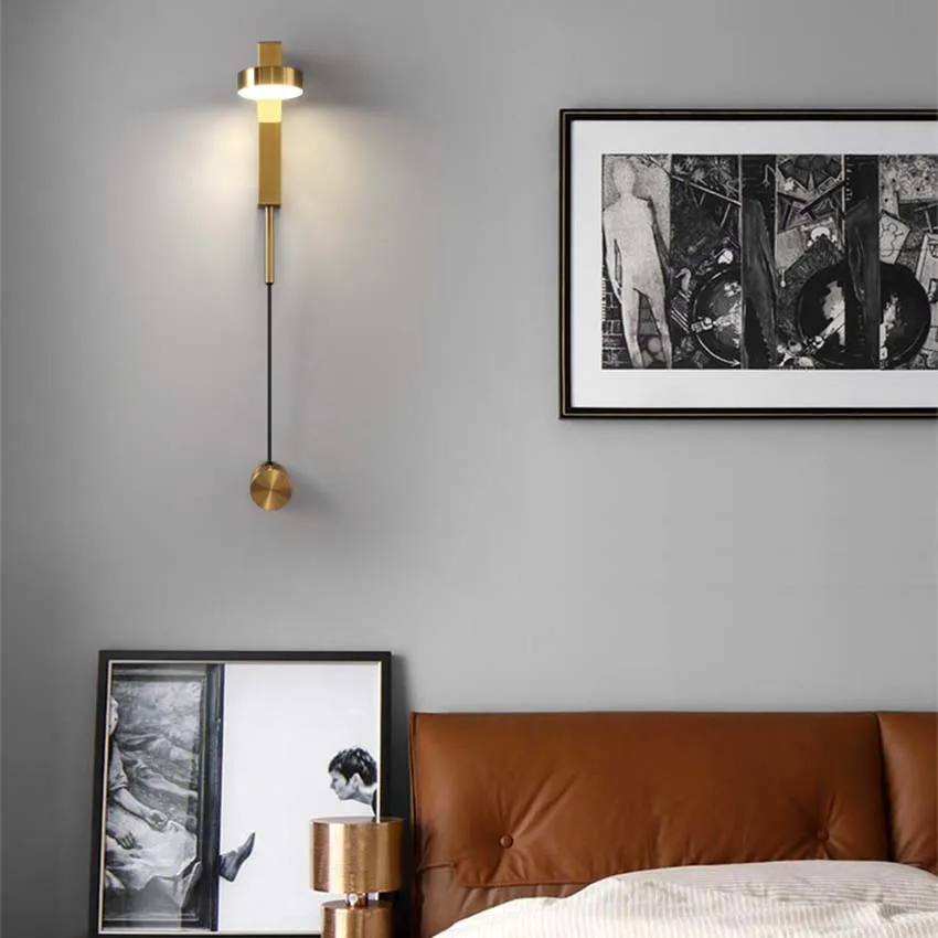 Nordisk Rotere led væglampe sort guld smedejern akryl soveværelse læsestof væglampe stue midtergangen wall sconces