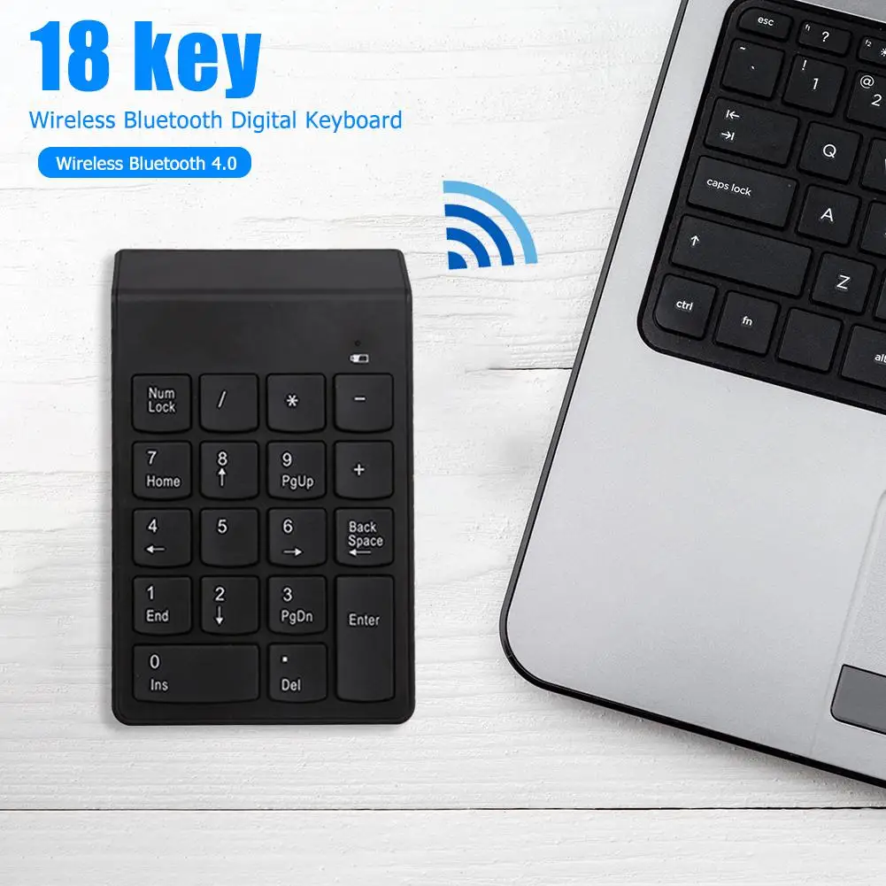 Trådløse Numeriske Tastatur, Mini Bluetooth Numeriske Tastatur 18 Taster Tastatur til PC Laptop, Notebook Tabletter Trådløse Tastatur