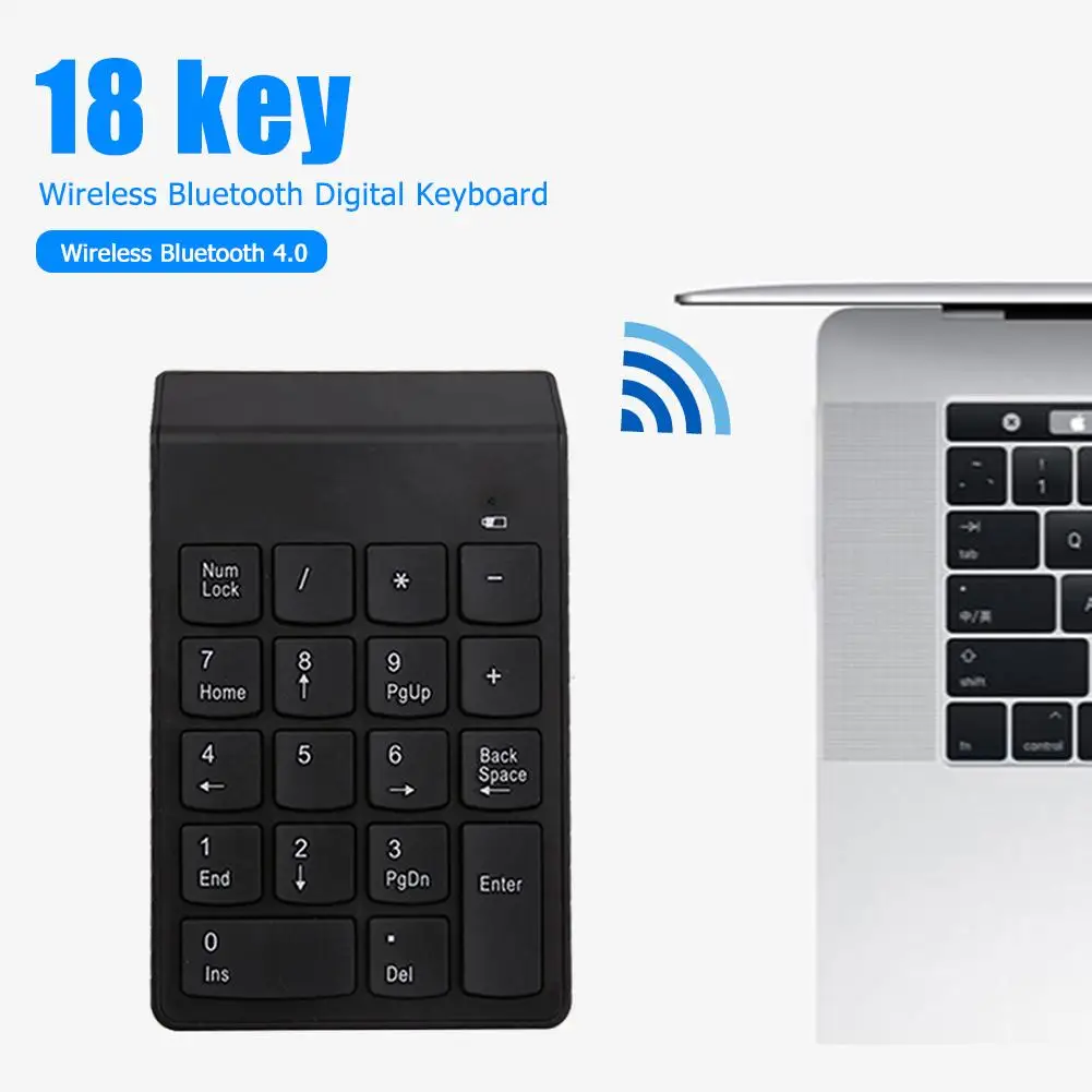 Trådløse Numeriske Tastatur, Mini Bluetooth Numeriske Tastatur 18 Taster Tastatur til PC Laptop, Notebook Tabletter Trådløse Tastatur
