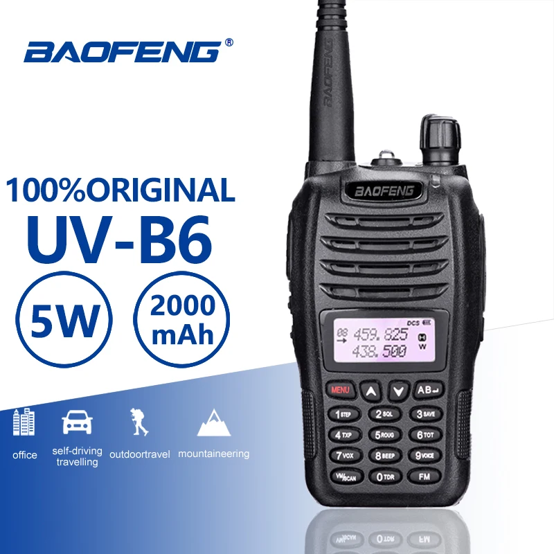 BaoFeng UV-B6 Bærbare Walkie Talkie 5W Lang Række To-Vejs Radio Dual Band UHF, VHF, Samtaleanlæg B6 Woki Toki FM-Radio Transceiver