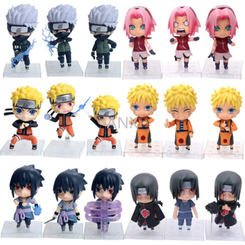 10cm Naruto Sasuke Itachi Naruto, Sakura Kakashi Figur PVC-Action Anime Samling Model Doll Q version Legetøj til børn gaver
