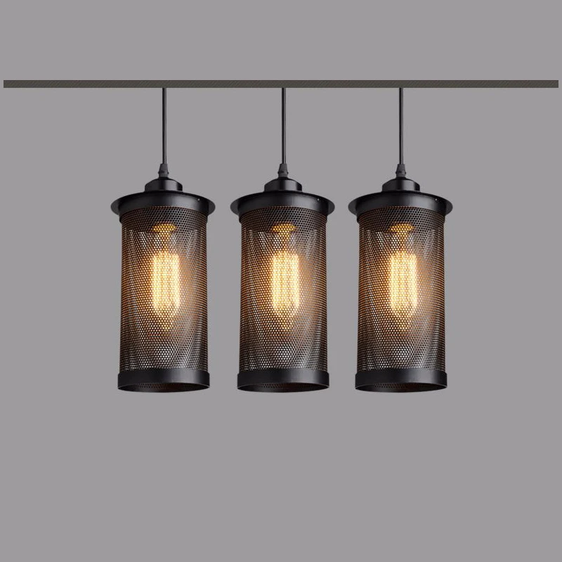 1Pc Vintage Industriel Pendel Cafe Loft Stue Hængende Mesh Lampshape LED Nat Lys