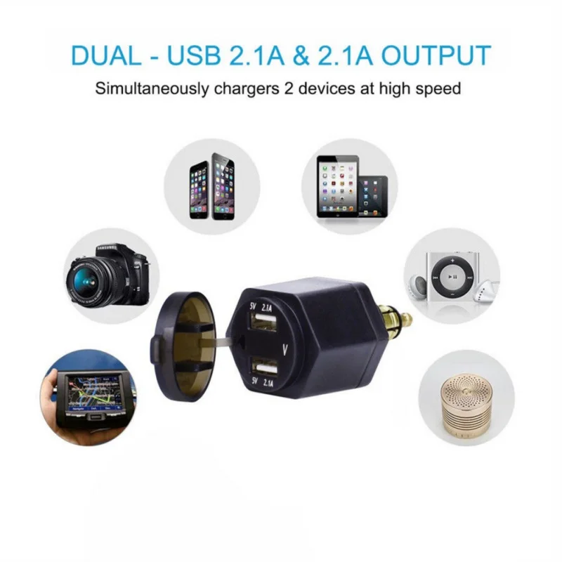Vandtæt Dual USB Oplader Power Adapter LED-Voltmeter DIN-Stik Stik Til BMW Triumf Hella Motorcykel