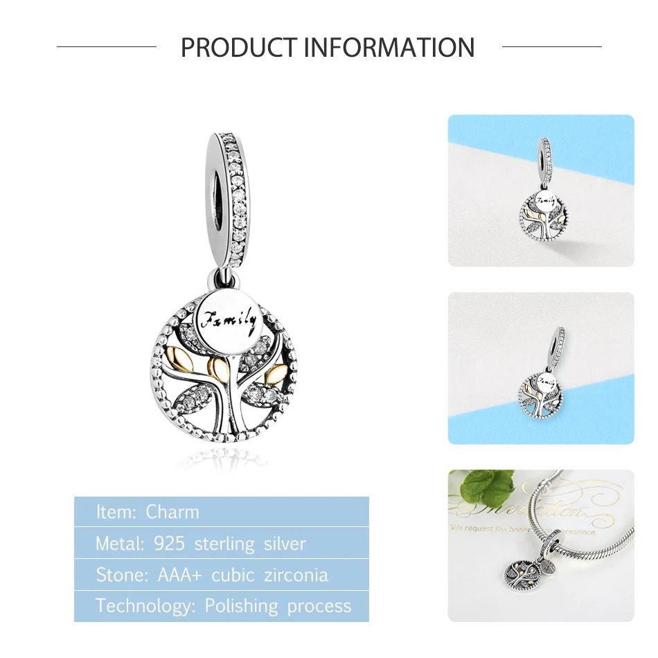 ELESHE 2020 925 Sterling Sølv Evigt Elske stamtræ Dingle Charms passer Oprindelige Charms Sølv 925-Perle Armbånd DIY Smykker