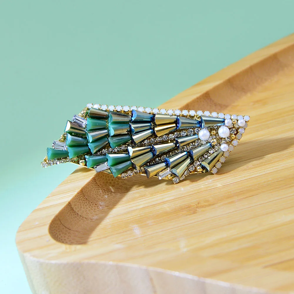 CINDY XIANG Grøn Farve Krystal Perle Blad Brocher Til Kvinder, håndlavede Smykker, Pels Tilbehør Bryllup Pin-Perle-og Hvidguld