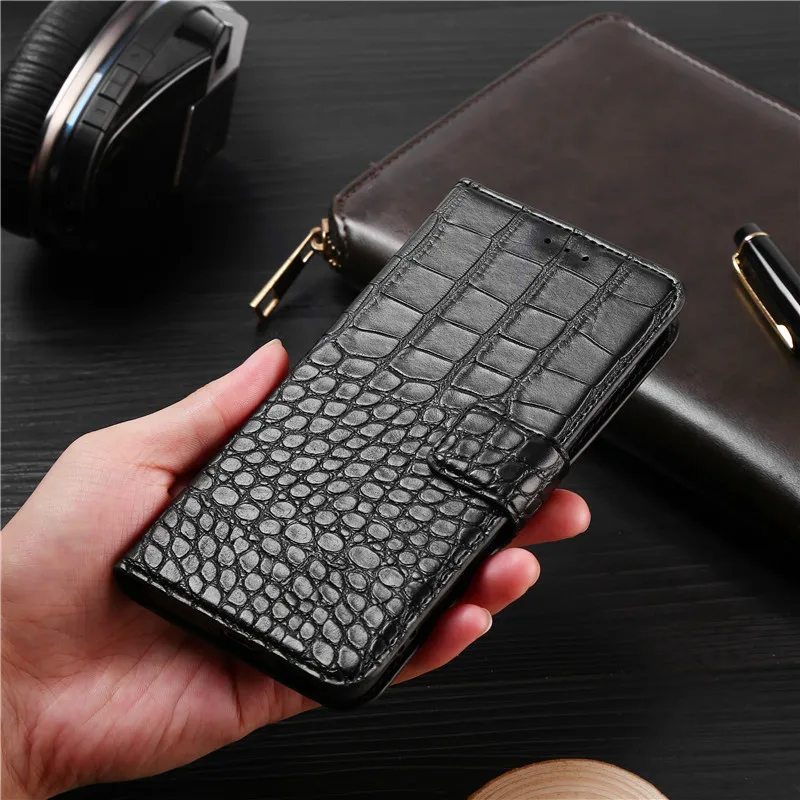 Luksus Flip-Case til Huawei P30 Pro Dække Krokodille Tekstur Læder Book Design Telefon Coque Capa Med Rem Kort Indehavere