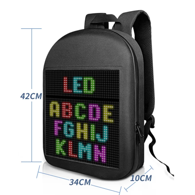 LED-Skærm Dynamisk Smart Rygsæk Gå Reklame Lys Bag Trådløse Wifi-APP Control Udendørs Mochilas For Mænd