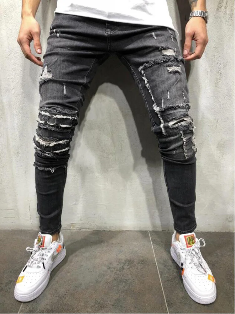 Den Europæiske 2020-Amerikansk Mode Nye Lokomotiv Patch Trendy Mærke Hip-Hop Jeans Med Stretch Slanke Mænd Denim Casual Pants Alle Årstider