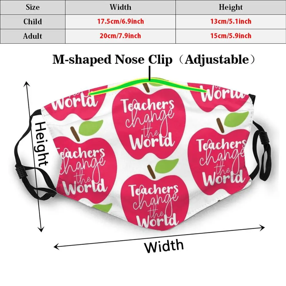 Lærere Ændre Verden Print Vaskbart Filter Anti Støv Munden Maske Lærer Underviser I Engelsk Lærer Meme Engelsk Lærer Memes