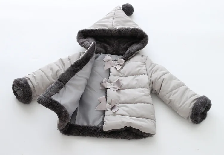 Børn overtøj til piger bomuld Hooded frakker Vinter 3 farver Jakke Kids Pels børns vinter tøj