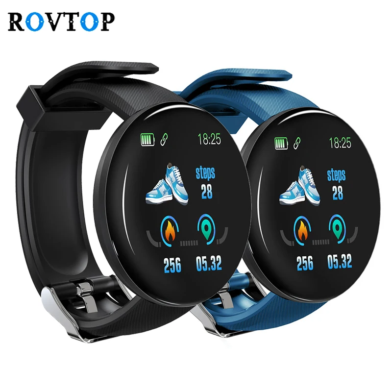 Rovtop D18 Smart Ur Mænd Kvinder Blodtryk Runde Smartwatch Vandtæt Sport Smart Ur Fitness Tracker For Android, Ios Z2