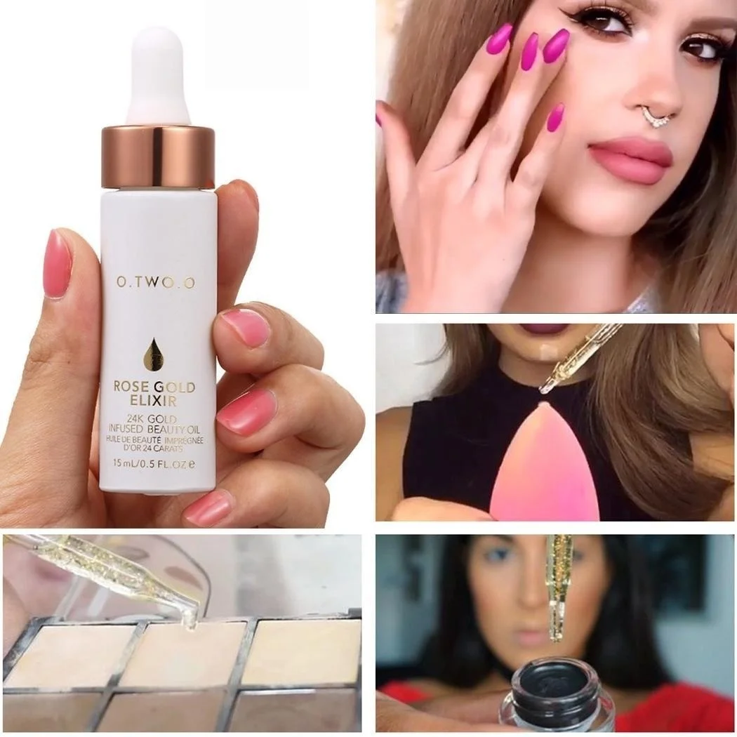 Hot 24K Guld Elixir Æterisk Olie Makeup Primer Lips Face Base udgør hudpleje Produkt Til Kvinder, foundation makeup