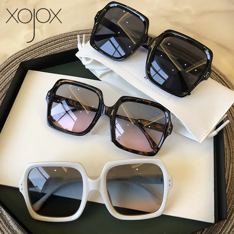 XojoX Vintage Square Solbriller Kvinder Luksus Stor Ramme Mænd solbriller Black Fashion Gradient Pink Blå Linse gafas de sol UV400