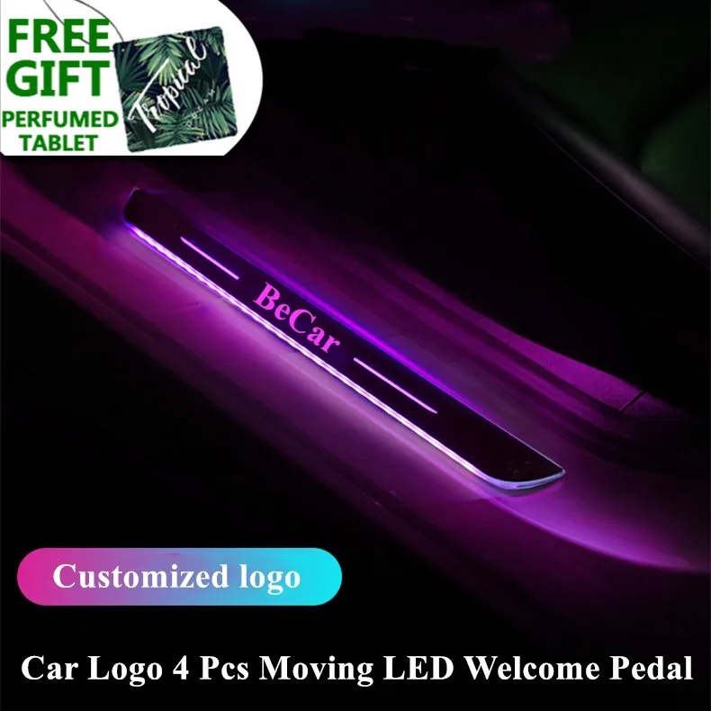 Akryl USB Power Bevægelige LED Velkommen Pedal Bil Scuff Plate Pedal Dør Karmen Pathway Lys Til BMW For Benz Til Hyundai For Audi