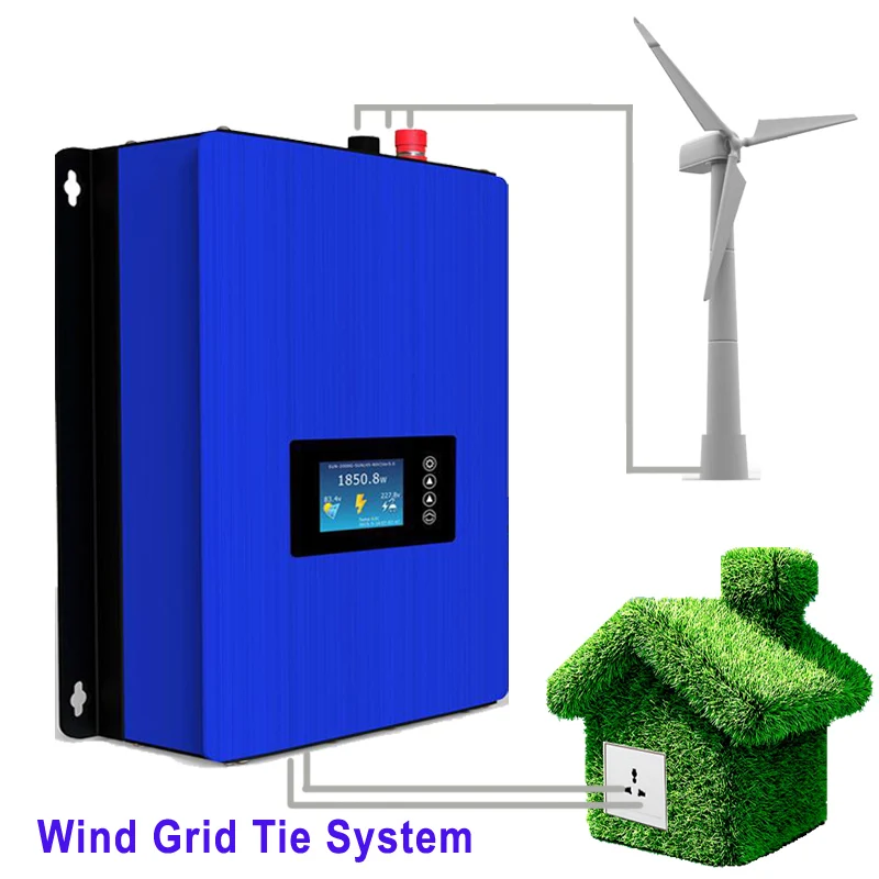 MPPT 2000W Wind Power Grid Tie Inverter med Controller-Dump Load/Modstand til 3 Fase 48v 60v 72v wind turbine generator