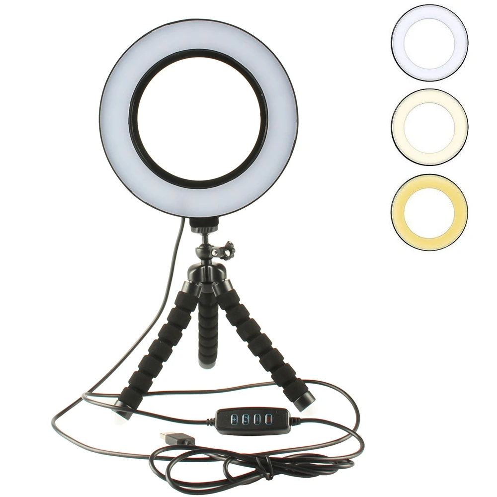 LED Dæmpbar Ring Lys Selfie+Fleksibelt Stativ Mount Video Optagelse Beauty Blog for Smartphone Mirrorless DSLR, Sony, Nikon, Canon,
