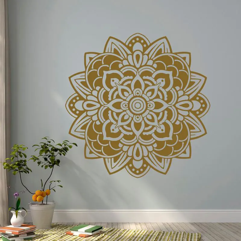 Mandala Wall Sticker Vinyl Kunst Home Decor Værelse-lejlighed Vægmalerier Yoga Lotus Blomst Indien vægoverføringsbilleder Flytbar Indretning YD84