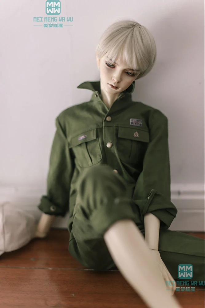 BJD dukke tøj passer 70cm--80cm BJD onkel Flot Army grøn Siamesiske jakkesæt